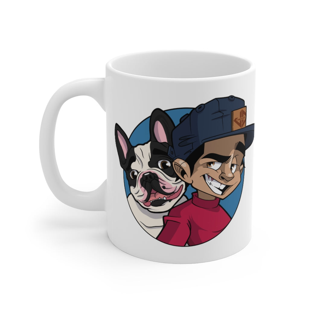 JD & Bruno Cartoon White Coffee Mug